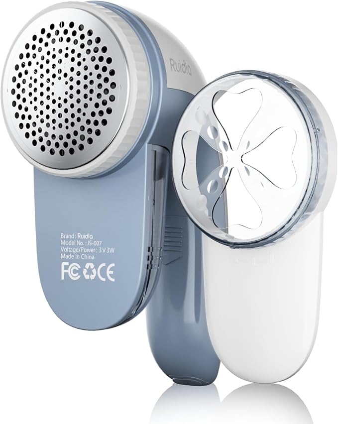 Ruidla Lint Remover, Fabric Shaver for Clothes and Furniture | Sweater Shaver with 6-Leaf Blades & Safety Lock, Lint Shaver Fabric Shaver 4 Times Efficiency to Remove Pilling(Blue)