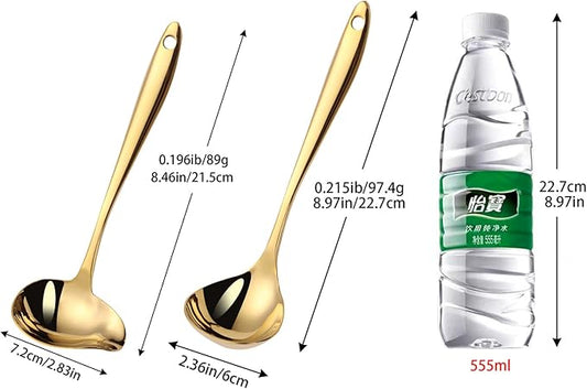 1-Piece Sauce Ladle and 1 Piece Gravy Ladle, 1 Oz., 18/10 Stainless Steel, Gold, Dishwasher Safe