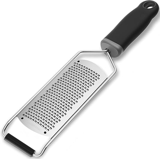 Upgraded Lemon Zester & Cheese Grater, Food Grade Stainless Steel None-Slip Hand Fine Grater for Garlic, Ginger, and Chocolate, Durable and Easy-To-Clean（Dishwasher Safe）