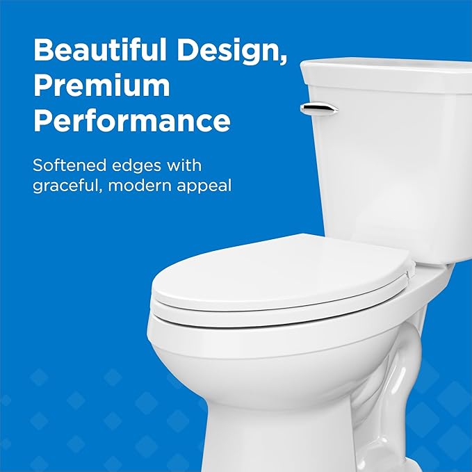 Gerber Viper Force Elongated Two-Piece Toilet with 12-in Rough-in, ADA Compliant Chair Height, High Efficiency 1.28 GPF, Soft-Close Seat and Install Kit with Wax Ring Included, White, GRS48352