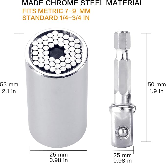 Gifts for Men, Super Universal Socket Tool, Fathers Day Dad Gifts for Men Him Husband Birthday, Grip Socket Set w/Power Drill Adapter Cool Tools Gadgets for Mens Christmas Stocking Stuffers for Adults