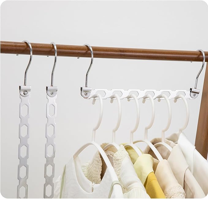 Metal Space Saving Hangers for Clothes, Collapsible Hanger Organizer, 9Pack