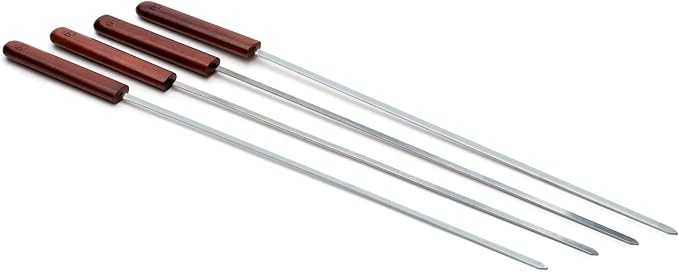 Outset QB50 Rosewood Collection Barbecue Skewers, Stainless Steel, Set of 4