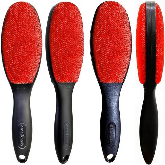4-Pack Red Color Velvet Lint Brush for Clothes Furniture Couch, Pet Hair Remover, Reusable Double Sided Fabric Brush