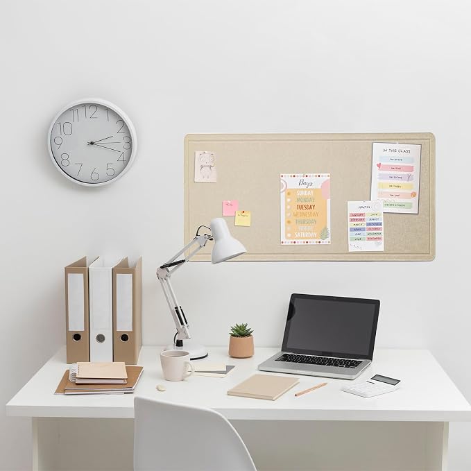 Felt Bulletin Board 35x18 inches, Decorative Pin Board for Home & Office | Cork Board Alternative for Wall with Push Pins, Display Mood Board for Photos, Notes & Reminders