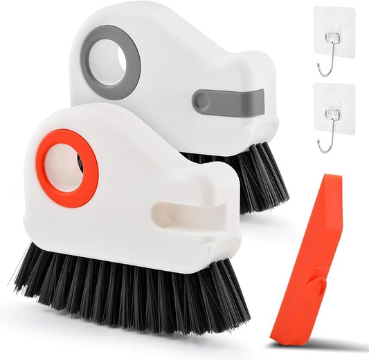 2 in 1 Groove Cleaning Brush, Window Track Cleaning Tools with Hidde n Scraper, Crevice Cleaner Tool for Sliding Door, Window Sill & Seal