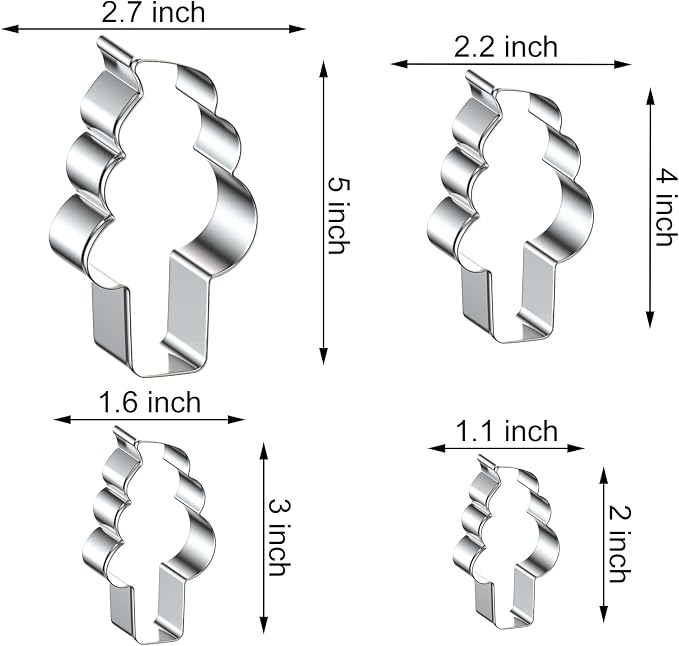 Soft Serve Ice Cream Cone Cookie Cutter Set for Summer - 5", 4", 3", 2" - 4 Piece - Stainless Steel