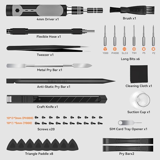 166 in 1 Precision Screwdriver Set, Magnetic Bits Repair Kit with Extension Rod Pry Tools, Professional Electronics Screwdriver Kit for Phone Laptop Watch Drone PS5 Xbox Jewelers Glasses