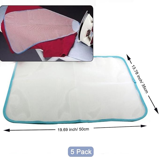 5 Packs Household Ironing Cloth, Protective Scorch Saving Mesh,Reusable Ironing Scorch Mesh Cloth, Heat Resistant Ironing Pressing Pad is Suitable for Home and Travel Use(35 * 50)