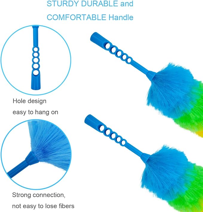 2 Pack Upgrade 19” Static Duster Beandable and Washable - More Fibers Bigger Head Less Loss of Fiber Duster