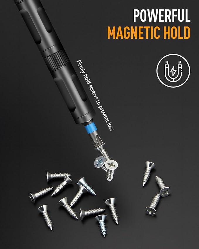 Magnetic Screwdriver Set, 42 in 1 T Handle Ratchet Screwdriver with S2 Steel Multi Bits, Compact Repair Tool Kit with a Magnetic Pickup Tool for DIY, Furniture, Home Daily Repair (Orange)