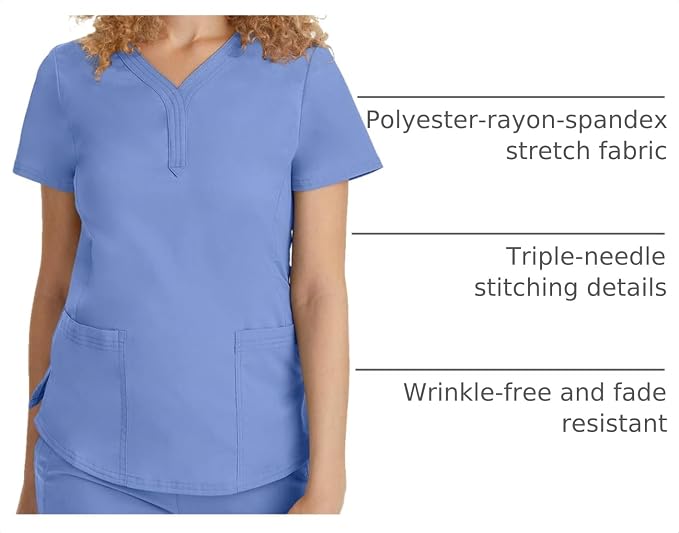 Healing Hands Purple Label Jane Scrub Top for Women Y-Neck Design | 2 Patch Pockets, Slim Fit Side Vents, Fitted Shirttail Silhouette, Breathable Comfort, Easy Care Fabric, Made for Every Shift