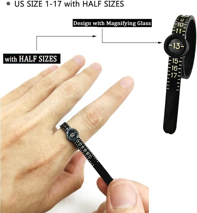 Ring Sizer Measuring Tool Metal Ring Mandrel and Mallet for Ring Making Ring Size Measurer Ring Shaper to Fix Bent Rings Jewelry Sizing Reshaper Repair Kit with Hammer (12-Ring Sizer Tool)