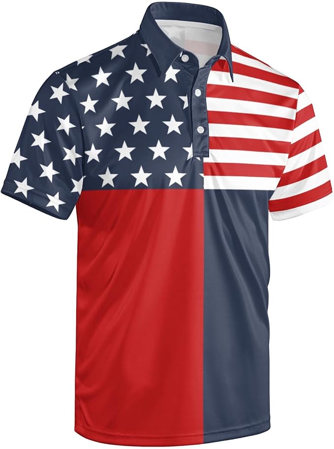 Polo Shirts for Men Moisture Wicking Mens Polo Shirts Patriotic Shirts for Men