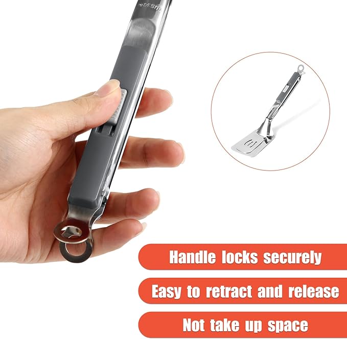 Extended Handle Spatula Tongs, 11.6 Inch Long Anti-Scald Stainless Steel Grill Clamp Spatula Food Flipping Cooking Serving Tongs Spatula for Steak Pancakes Barbecue Burgers Pizza (Gray)