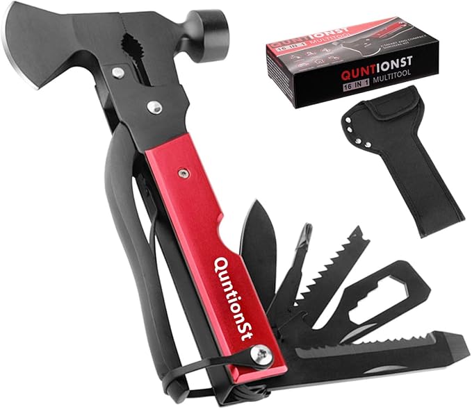 Multitool Camping Gear, Stocking Stuffers for Men, Multi Tool with Axe Hammer Knife, White Elephant Gifts Camping Accessories, Christmas Birthday Gifts for Men Dad Husband Him,Cool Tool Gifts Ideas