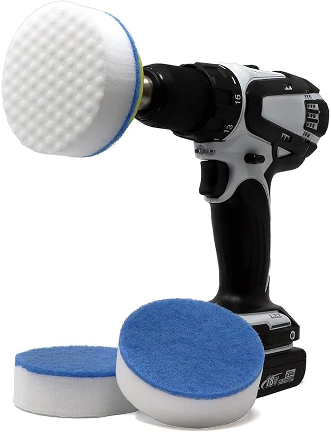 Drill Powered Cleaning Sponges - Magic Eraser with Drill Attachment | High Density Melamine Pads for Bathroom, Kitchen, Grout, Baseboards, Stain Removal | Cordless Power Scrubber Tool