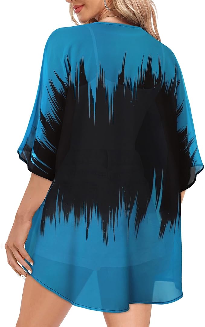 Women Kimono Cardigans Summer Cover Up Hawaiian Shirts Floral Print Tops | ROSEMIA chiffon kimono open front cardigans, beach cover ups, daily casual tops, cruise outfits, summer resort wear