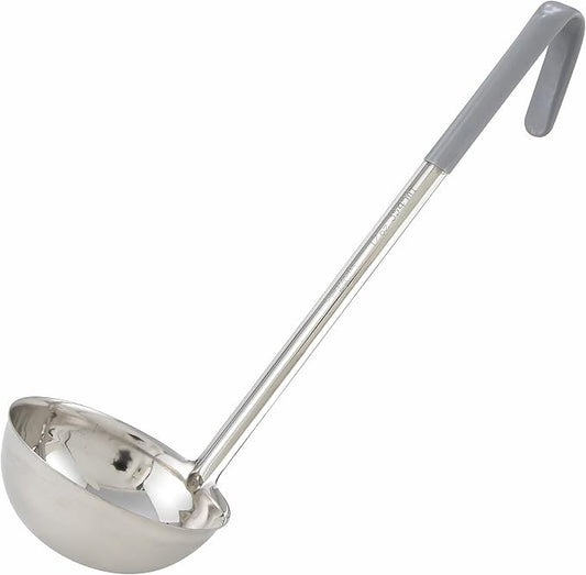 Winco Stainless Steel Ladle with Gray Handle, 12-Ounce