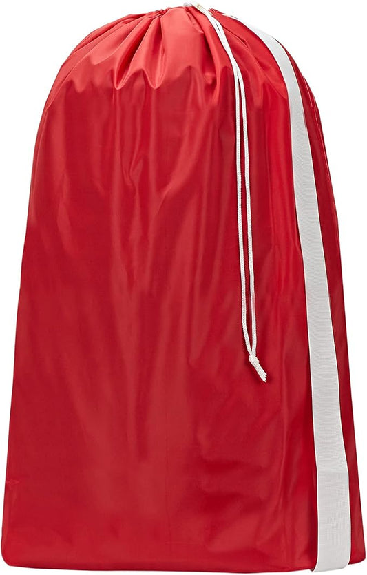 HOMEST XL Nylon Laundry Bag with Strap, Large Dirty Clothes Organizer, Easy Fit a Laundry Hamper or Basket, Can Carry Up to 4 Loads of Laundry, Red | Heavy-duty nylon material supports bulky garments and daily transport between baskets and storage area...