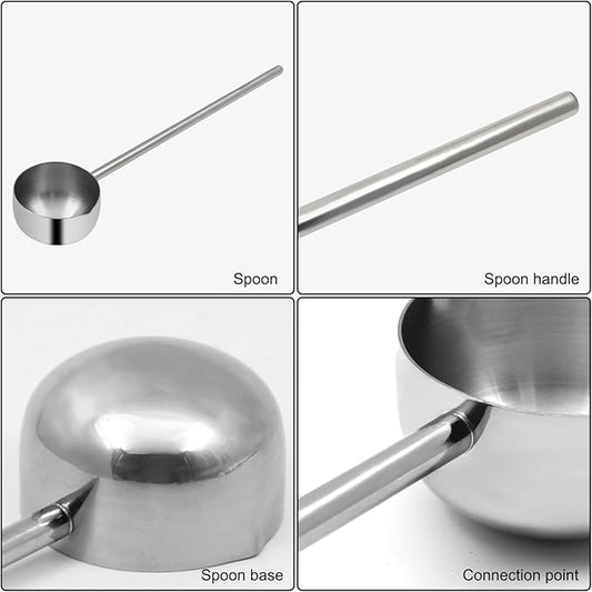 2Pcs Stainless Steel Cooking Spoons, Sauce Scoop with Long Handle 304 Stainless Steel Deep Oil Sauce Spoon for Kitchen Cooking, Serving