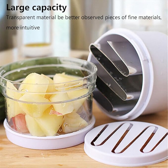 Food Chopper, Manual Vegetable Chopper with Container, Stainless Steel Blades Slicer & Dicer Cutter for Onion, Salad, Garlic, Nut & Veggie, Dishwasher Safe, Home Essentials Kitchen Gadgets