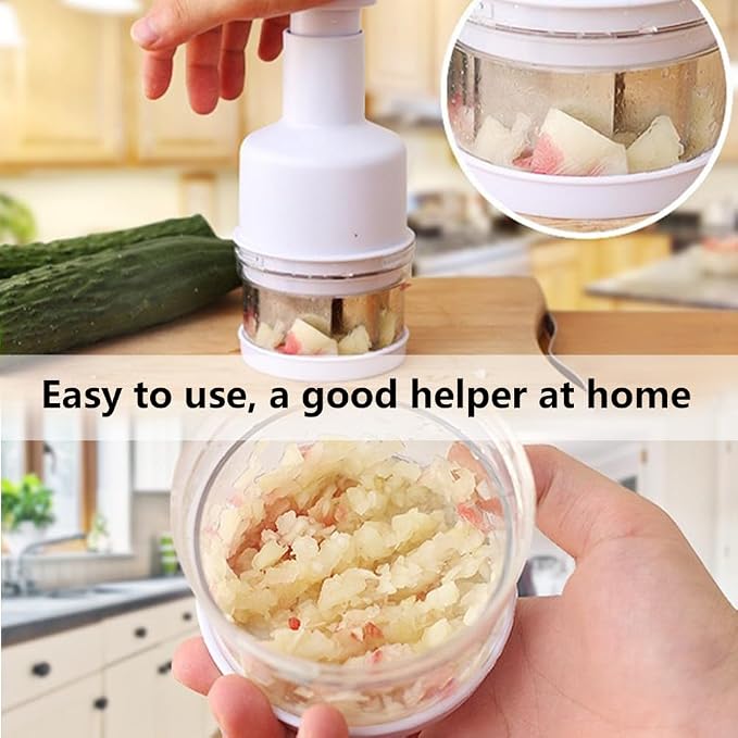 Food Chopper Manual Hand, Handheld Vegetable Chopper, Veggie Choppers Dishwasher Safe, Nut Choppers, Vegetable Cutter, Food Crusher(COLOR:White)