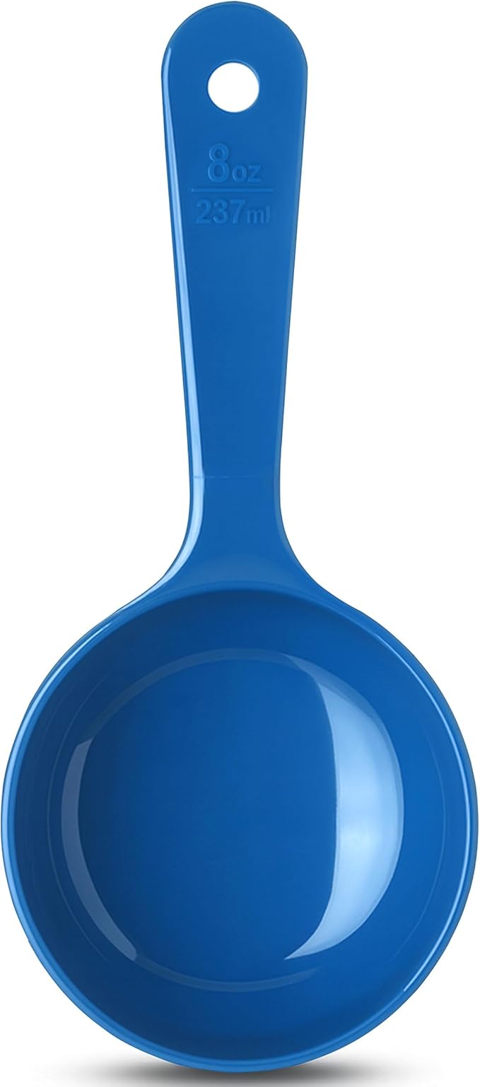 CFS 493114 Solid Short Handle Portion Control Spoon, 8 oz, Blue