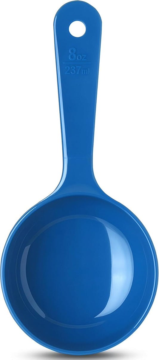 CFS 493114 Solid Short Handle Portion Control Spoon, 8 oz, Blue