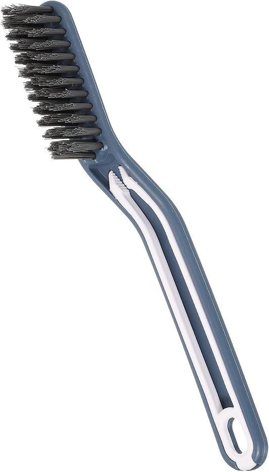 uxcell Crevice Cleaning Brush with Tweezer, Hard Bristle Gap Brush for Tidying Narrow Space, Deep Cleaning Supplies for Kitchen Sink, Toilet, Bathroom, Bathtub, Home, Window, Blue