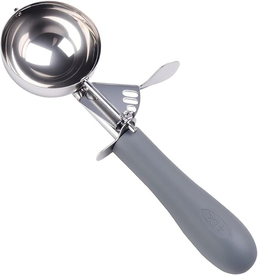 Fayomir 4 OZ Scoop, #8 Disher, Large Ice Cream Scoop with Trigger, Muffin Scoop, Large Cookie Scoops for Baking, Grey Handle, With Trigger for Portion Control