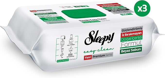 Sleepy Easy Clean XL Multi Surface Cleaning Wipes (300 Count) – Natural Vinegar & Baking Soda Formula – Jumbo 8"x8" All Purpose Wet Wipes for Kitchen, Bathroom, Glass & Electronics – No Streak