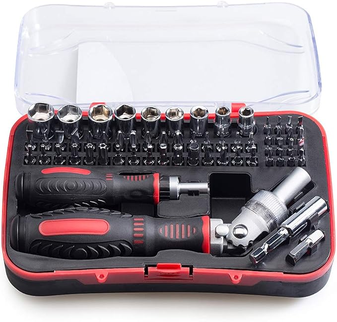 61 in 1 Ratcheting Screwdriver Set,Magnetic Screwdriver Bit Set | Rotatable Ratchet Handles, Sockets & Bits, Household Repair Tool Kits for Computers, Electronic Devices, Furniture