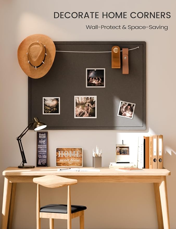 Fluxynara 47.2" x 35.4" Large Bulletin Board, Black | Cork Board Alternative with 24 Removable Adhesive Tabs, Foldable Felt Pin Board for Home, Office, Classroom & Dorm