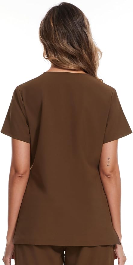 Scrubs Tops for Woman - Soft Stretch, V-Neck Tops | 3 Pockets, Side Split Design, Short Sleeve, Breathable & Lightweight Nursing Shirt, Easy-Care Fabric for All-Day Comfort
