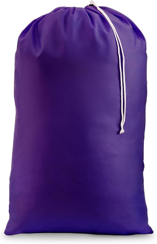 Handy Laundry Extra Large Heavy Duty Laundry Bag, 30" x 40" Nylon, Durable & Machine Washable, Locking Drawstring Closure, Fits Hamper or Basket, Travel & Dorm Room Essentials, Purple | 30"x40" XL Nylon Laundry Bag, Locking Drawstring, Machine Washable...