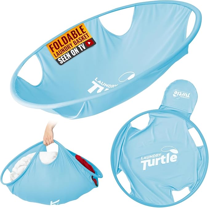 Laundry Turtle Collapsible Laundry Basket for Washer & Dryer (Aqua, Small)