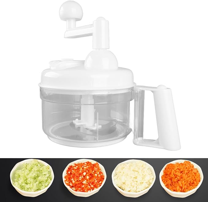 Mini Food Chopper, Salsa Maker Mini Food Processor Mixer Blender Manual Vegetable Chopper Full Function Hand Cranked Vegetable Cutter for Onion Garlic Salad Meat Fruit Ice