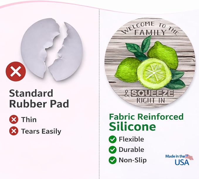 Andreas Silicone Jar Opener, Family Lime – 6.25" Non-Slip Lid Gripper & Garlic Peeler, Food and Dishwasher Safe, Multi-Use, Durable Silicone & Fabric, Made in the USA, JO-GGLI