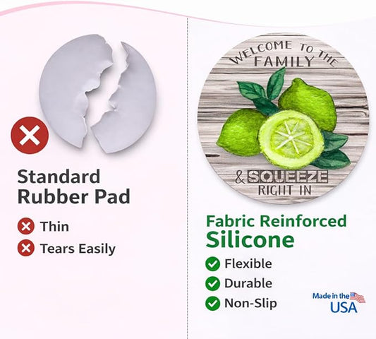 Andreas Silicone Jar Opener, Family Lime – 6.25" Non-Slip Lid Gripper & Garlic Peeler, Food and Dishwasher Safe, Multi-Use, Durable Silicone & Fabric, Made in the USA, JO-GGLI