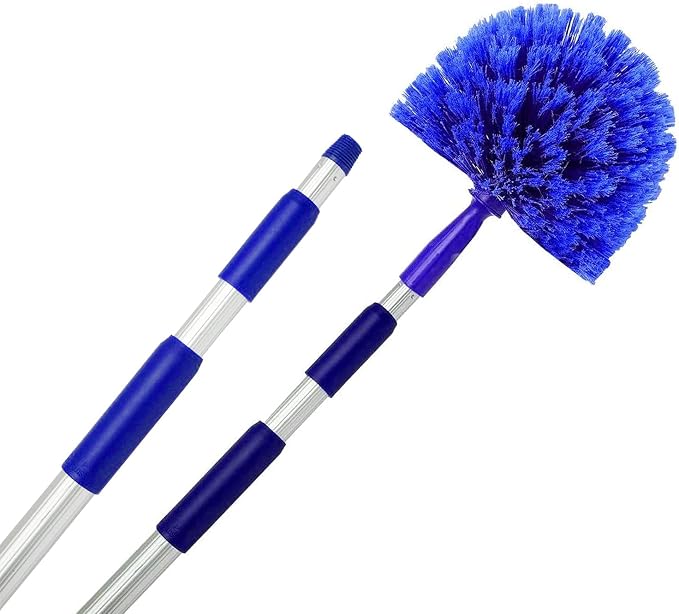 Cobweb Duster, Extendable Reach 20 feet, Ceiling Fan Duster | 3-Stage Aluminum Telescoping Pole | Medium Stiff Bristles | Long Handle Webster Duster for Cleaning | U.S Duster Co.