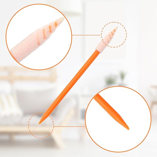 Wellgler's 200pcs Foam Cleaning Swabs, Multi-Purpose Cleanroom Foam Tip Cleaning Swab Kitip Cleaning Swab Kit (Orange)