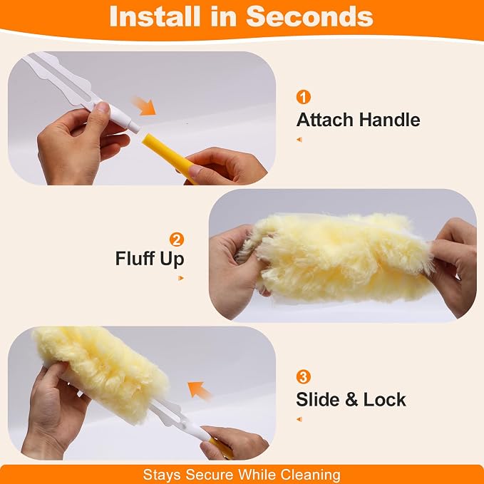 50 Count Heavy Duty Duster Refills Compatible with Swiffer Dusters | 360° All-Around Unscented Disposable Microfibre Dusters, Multisurface Indoor Cleaning for Fans, Blinds, Corners, Refills Only