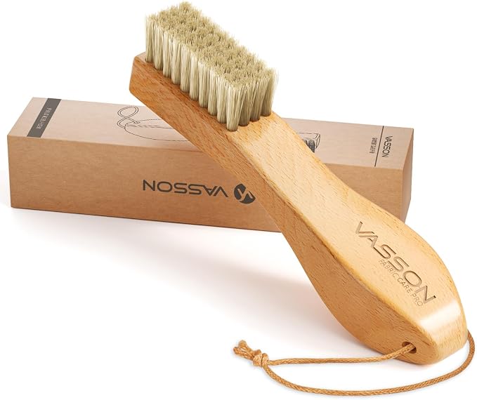 VASSON Laundry Brush for Stains on Clothes, Boar Bristle Scrub Brush | Soft boar bristles safely scrub tough stains from clothes and shoes