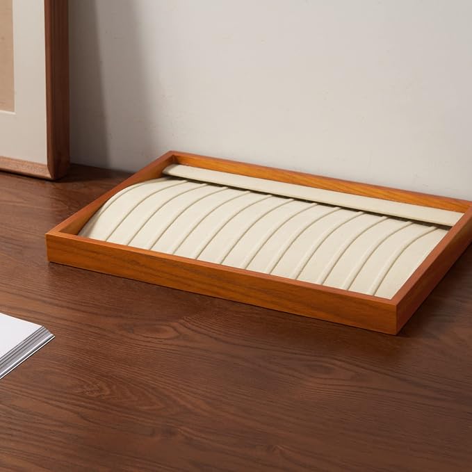 Oirlv Wood 13 Grids Necklace/Bracelet/Pendant Display Tray Jewelry Drawer Organizer Stackable Jewelry Trays (Creamy-white) | Stackable Design,for Jewelry Necklaces Bracelets and Watches,Organizing and Presentinge Legantly on Dressers&in Dresser