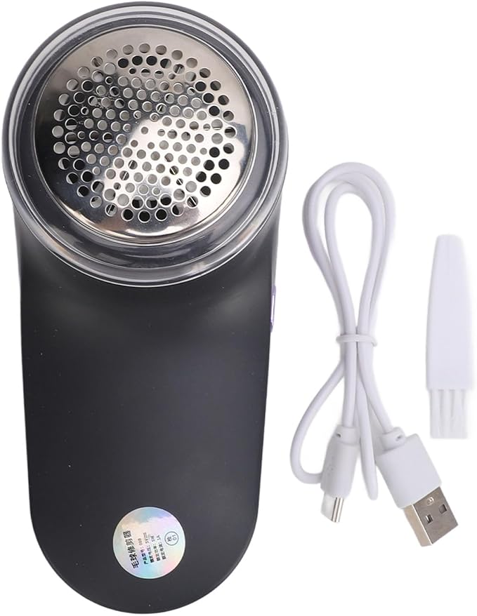 Fabric Shaver and Lint Remover, Electric Defuzzer with 6-Leaf Stainless Steel Blades, Removable Bin, Dual Protection, for Clothes, Sweater, Couch, Blanket, Curtain (Grey)