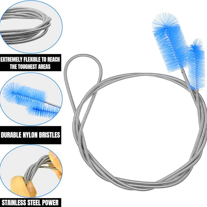 72" Flexible Drain Auger Clog Remover - Plumbing Snake Purple | Heavy duty cleaning brush for bathroom sink, bathtub, shower, kitchen sink drains, bottles, elastic hose pipe cleaner