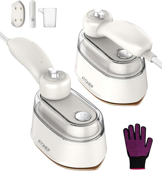 ATONEP Portable Travel Steamer for Clothes, 2-in-1 Steamer & Iron for Clothes, Handheld Rotatable Garment Steam Iron, 1100W 10S Fast Heat Up for Wrinkle Remover for Dress Shirts for Home 110-120V