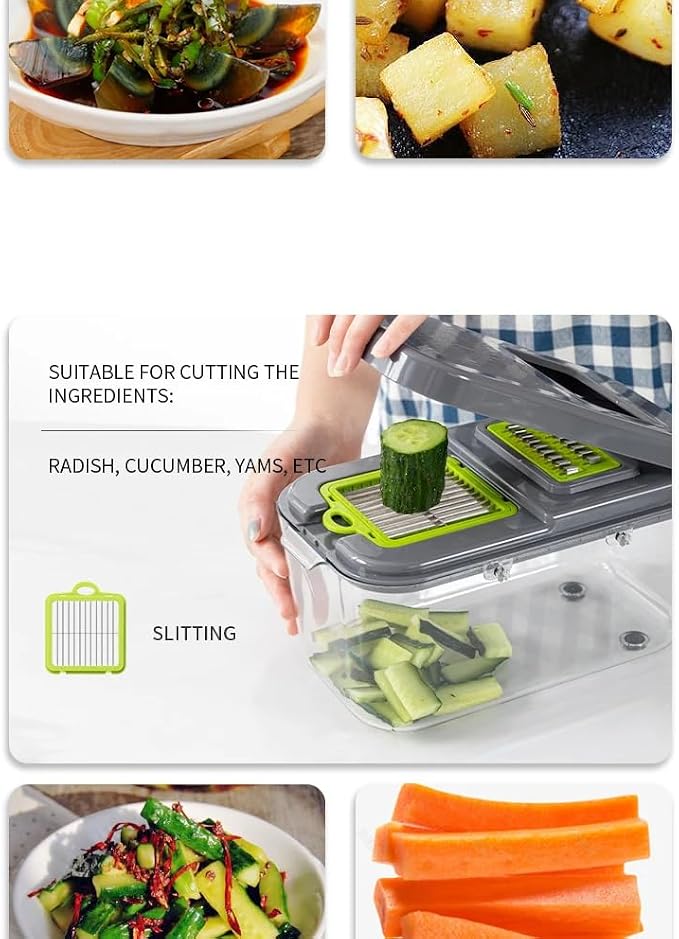 22 Blade All-in-1 Vegetable Chopper Mandoline Slicer with Container, Spiralizer with Containers, Food Chopper, Onion Chopper, Veggie Cutter for Salad, Kitchen Gadgets Accessories Essentials, White
