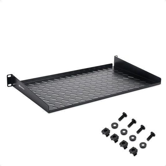 Cable Matters 1U Server Rack Shelf, 10-Inch Depth, 55lbs, Black | For 19-Inch Frame and Cabinet, Rack Mount Shelf